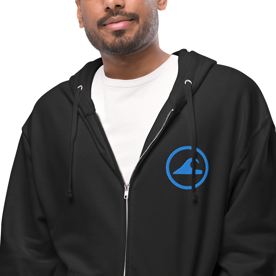 Embroidered Wave Rider Fleece Zip-Up Hoodie (Aqua) product image (5)