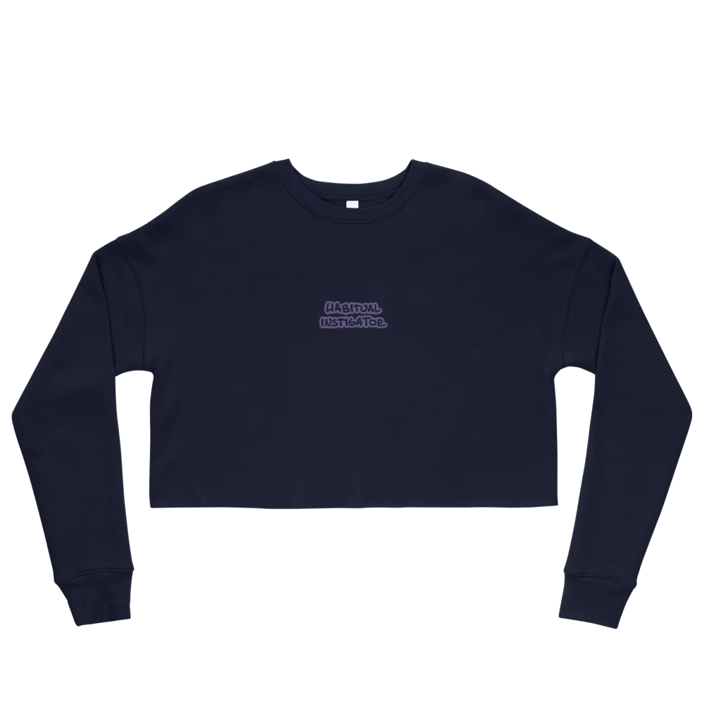 HABITUAL INSTIGATOR (purple outline) embroidered fleece crop crew product image (25)