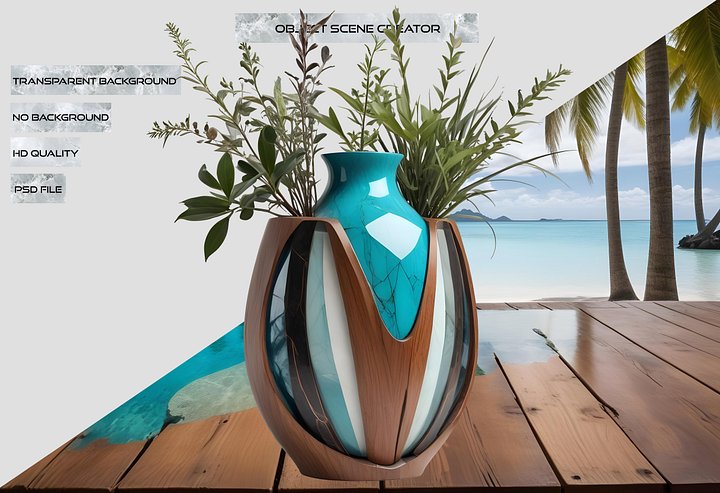 Collection song of the waves Art Deco Vase, PNG product image (2)
