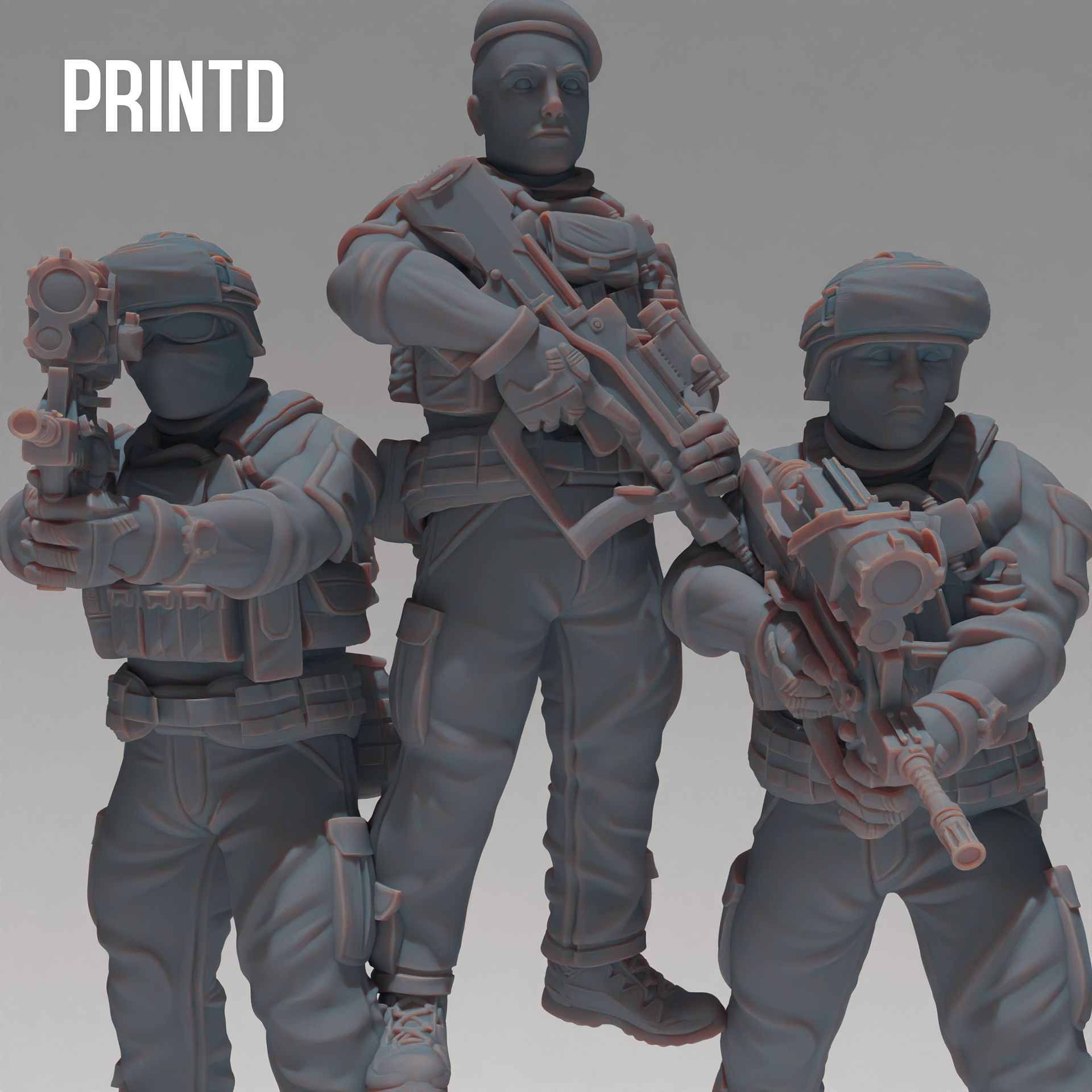 French FAMAS Army Soldiers - Modern Warfare Wargame Hobby Resin Scale Models product image (1)