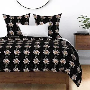Seamless Pattern - Pink and White Flowers in Vertical Stripes on Black and Gray product image (2)