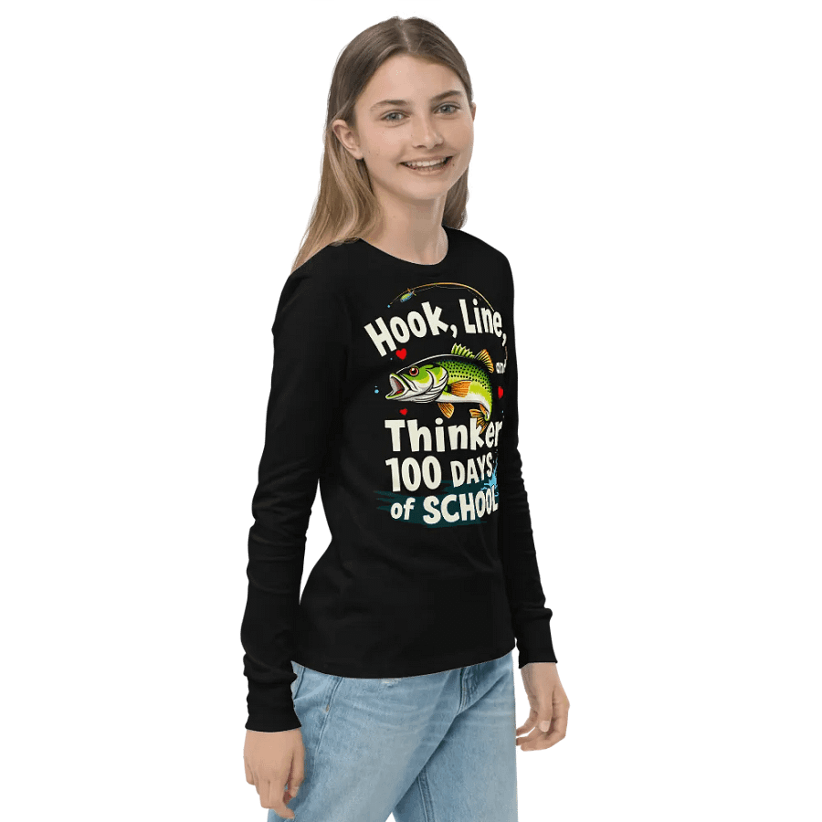 100 Days of School Kids Fishing Long Sleeve Tee product image (6)