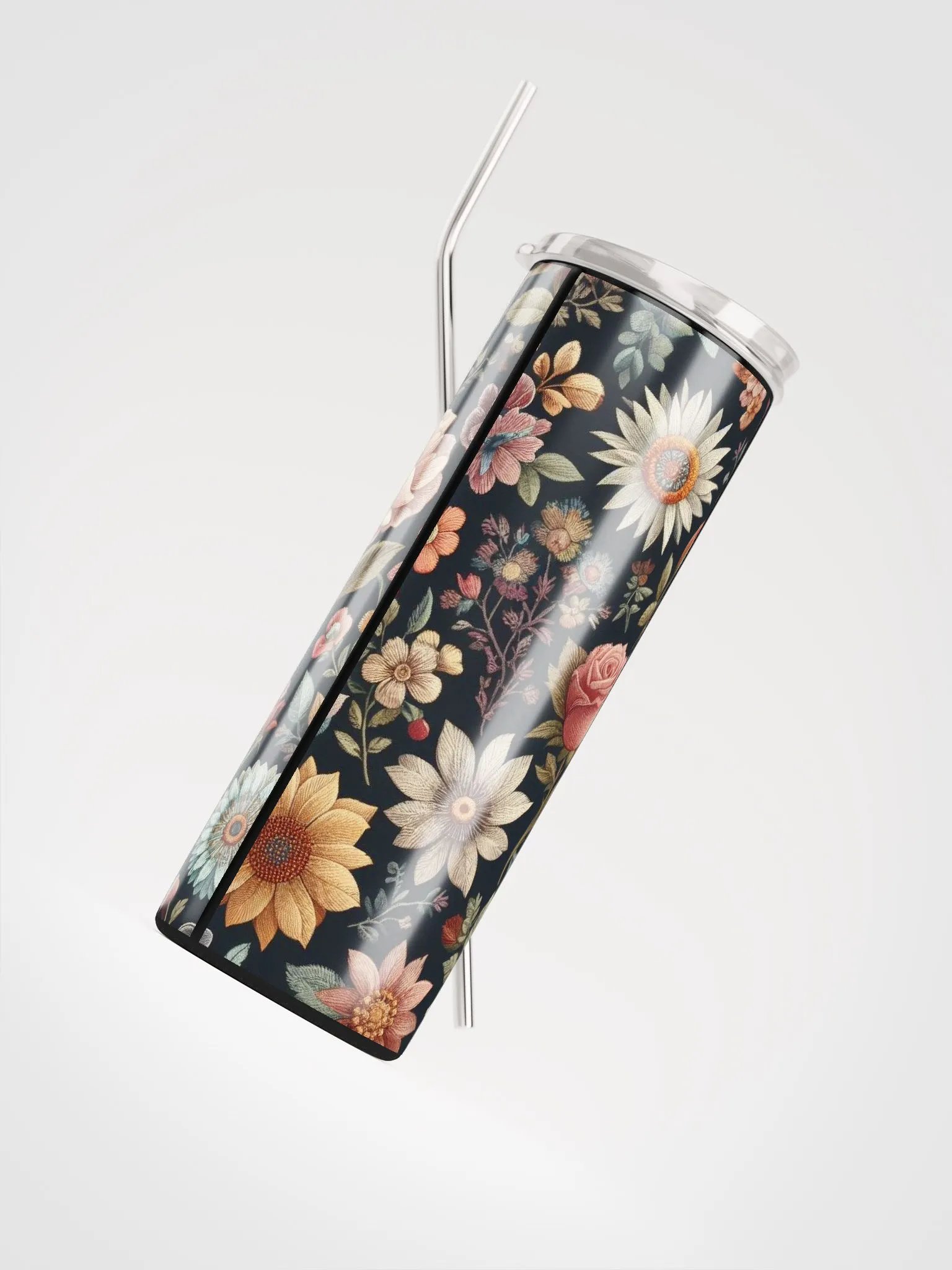 Floral Embroidered Stainless Steel Tumbler - Sustainable Elegance product image (4)