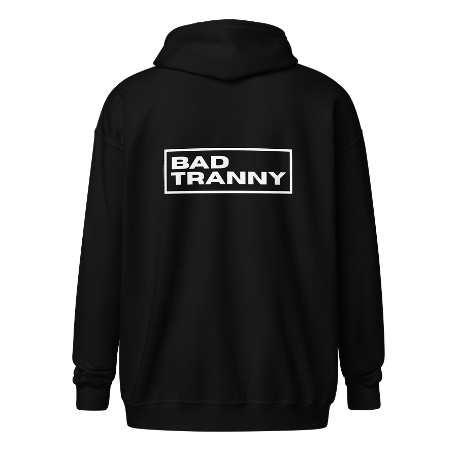 [Buck Angel Shop] Bad Tranny - Unisex Zip Hoodie - white lettering product image (2)