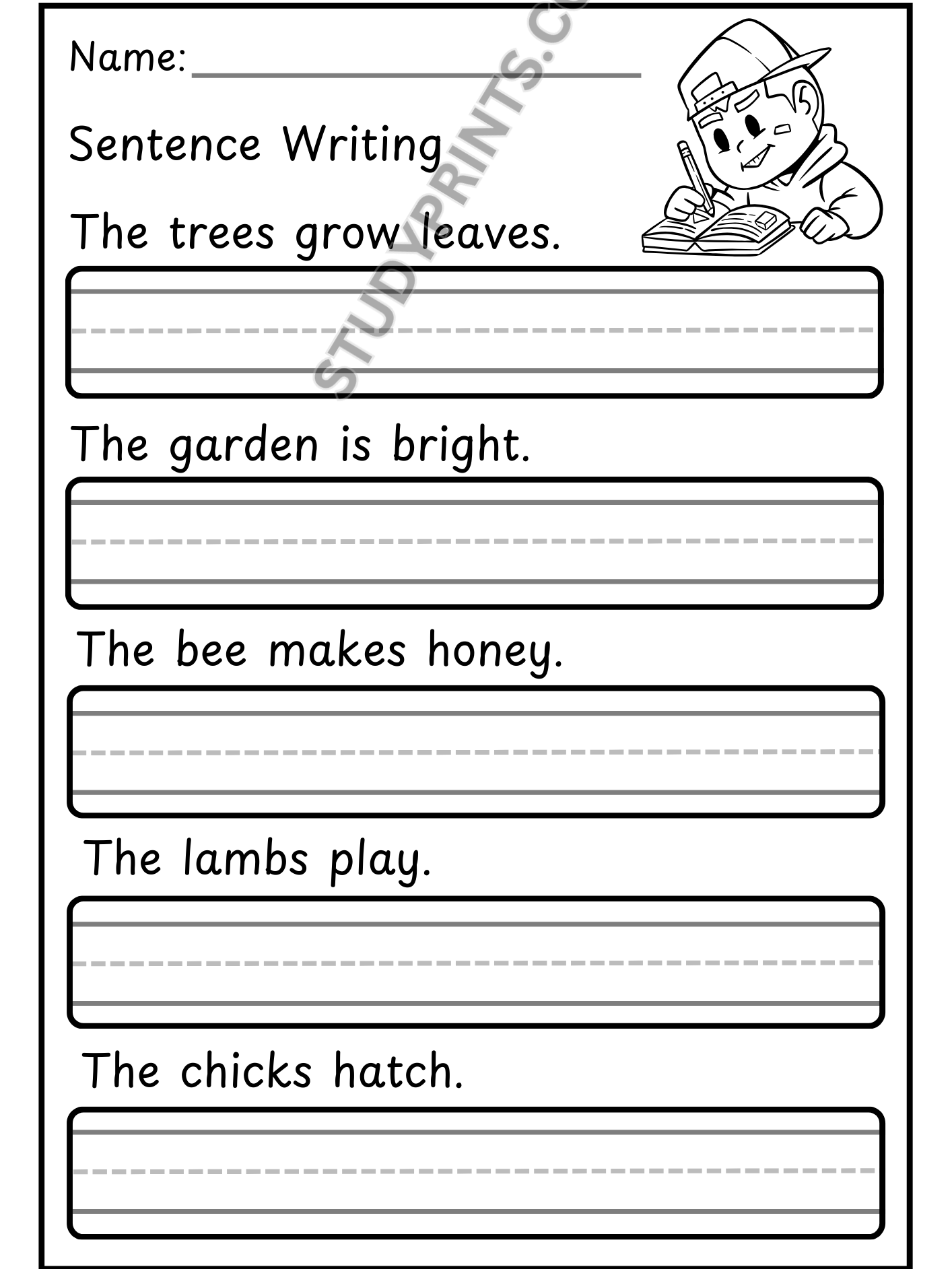 Sentence Writing Practice Worksheets for Kids | 23-Page Printable PDF product image (3)
