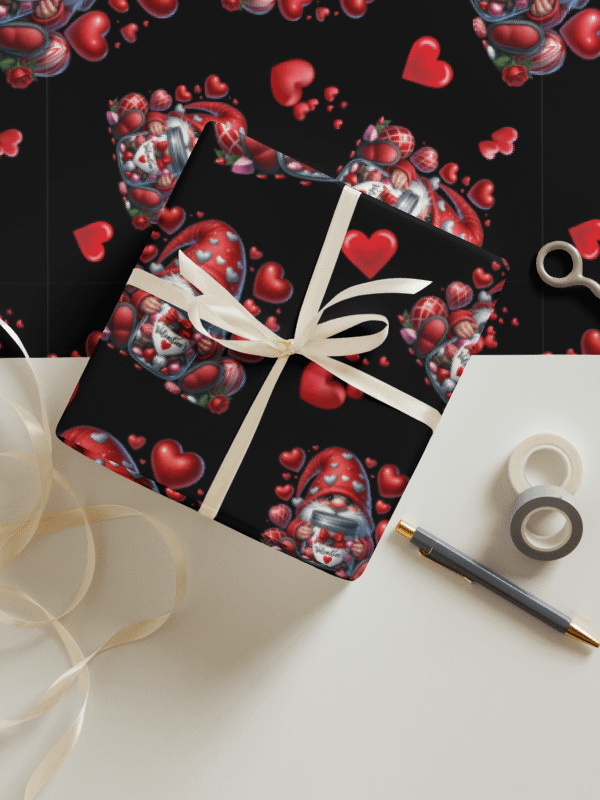 Be Mine Valentine Gnome Wrapping paper set of 3 product image (3)