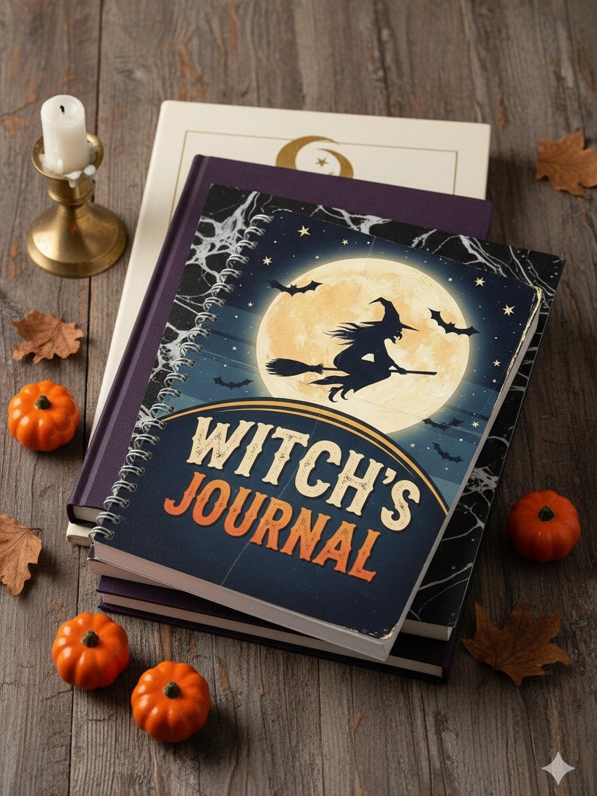Witch's Journal Digital Cover | Printable Halloween Notebook Cover Design | Spooky Season Planner Insert | Witchy Decor product image (5)