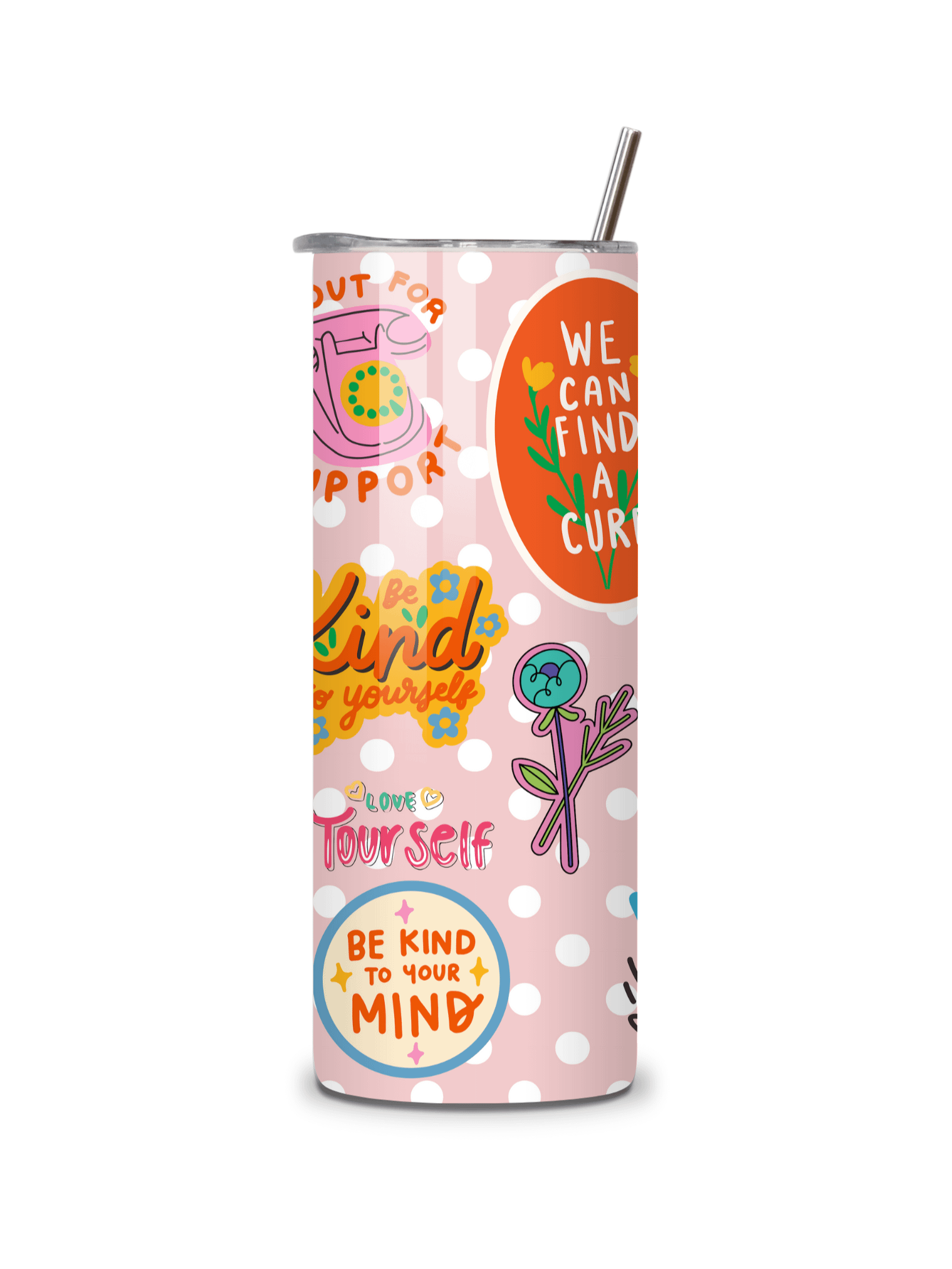 Inspirational Quotes 20oz Skinny Tumbler, Motivational Design, Double-Walled Insulated Stainless Steel, Metal Straw, Gift for Women, Teens, and Positivity product image (4)