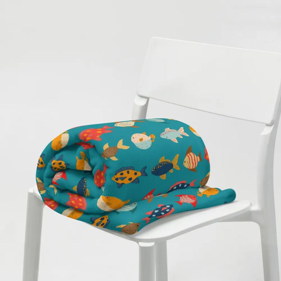 Fishes Being Fishes - Throw Blanket product image (8)