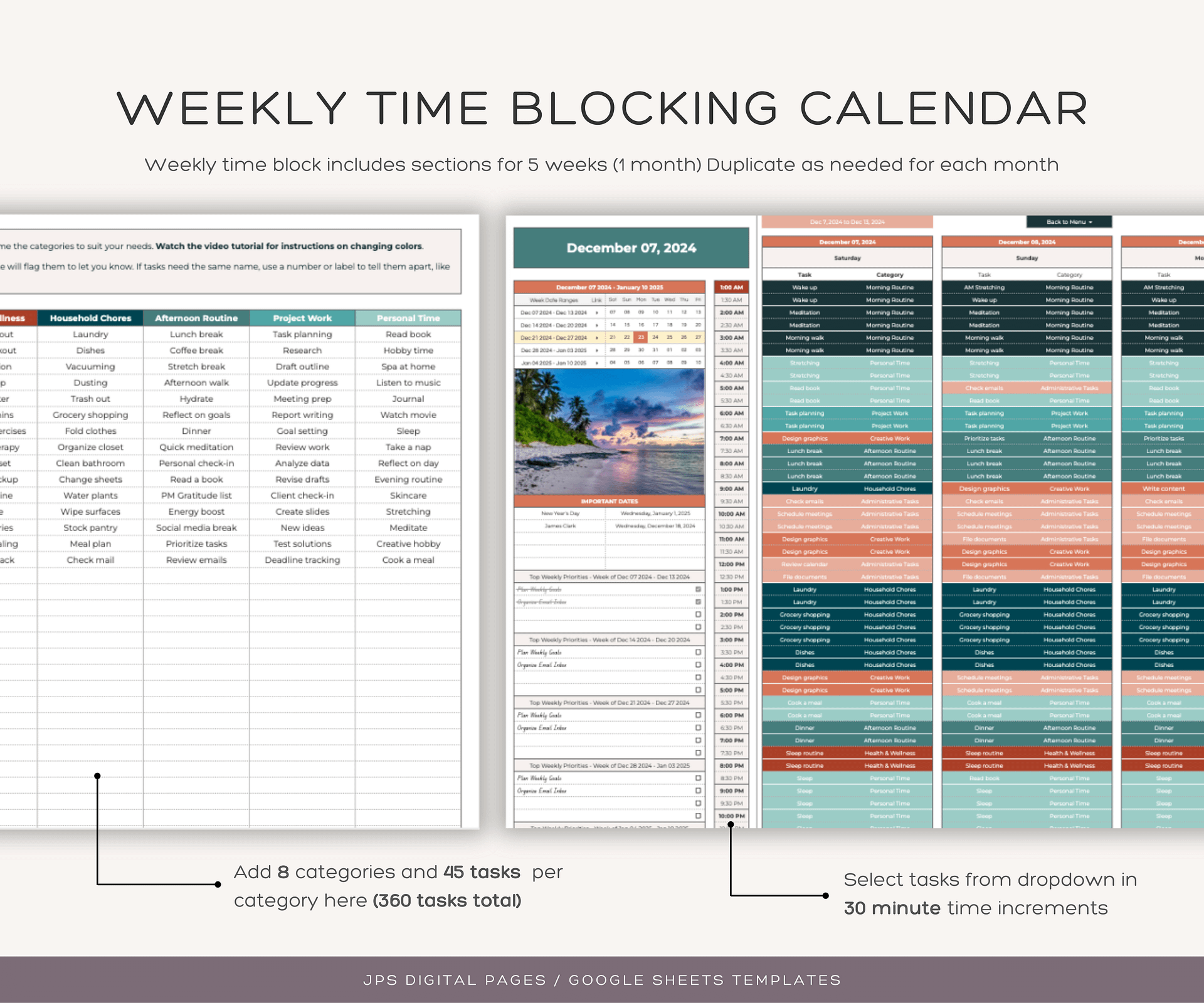 Time Blocking Planner, Google Sheets Template product image (4)