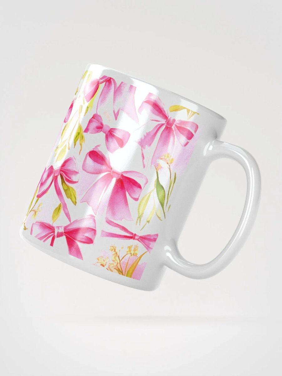 Festive Ribbon and Flower White Glossy Mug product image (6)