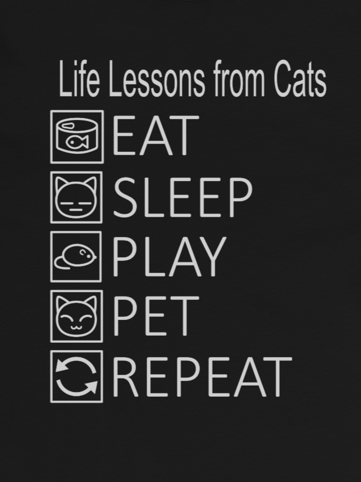 Life Lessons from Cats Unisex Long Sleeve Tee, White Print product image (1)
