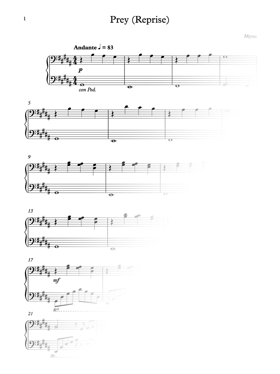Sheet Music - Prey (Reprise) product image (1)