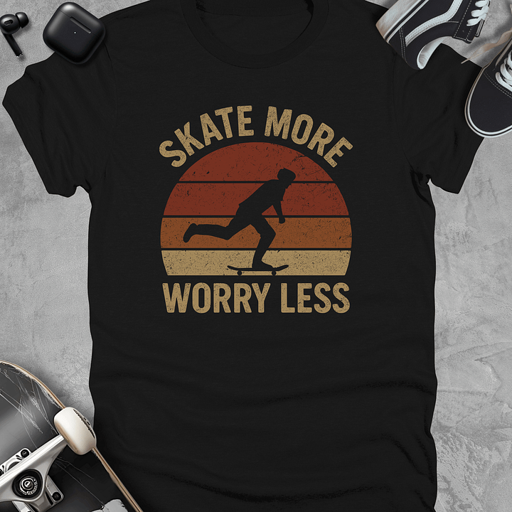 Skate more worry less, Funny skateboarding t-shirt, Unisex product image (1)
