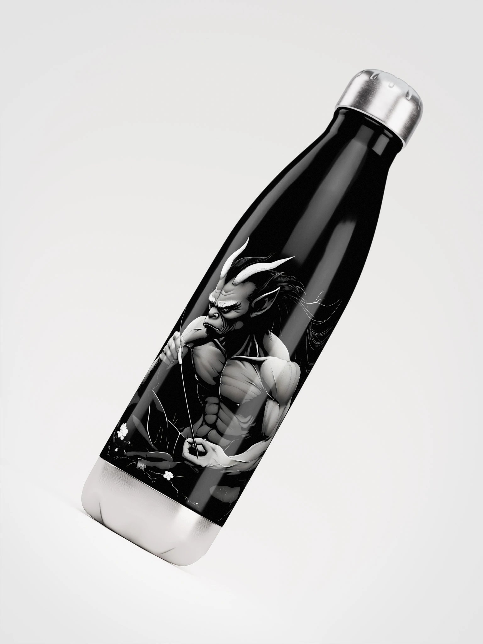 Intimidating Oni Demon Art - Japanese Mythology Illustration Stainless Steel Bottle product image (4)