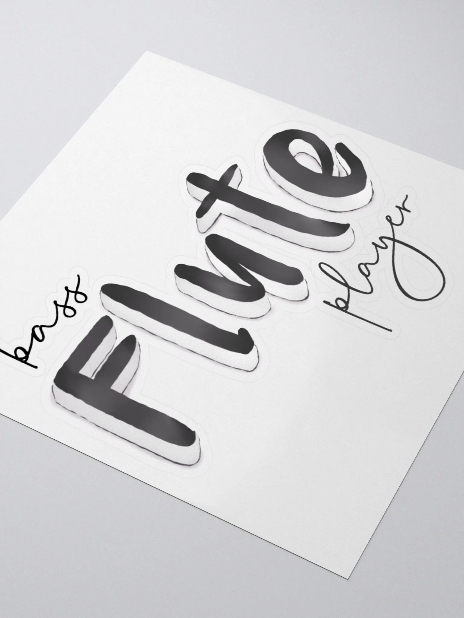 3D Bass Flute Player Typography Sticker product image (3)
