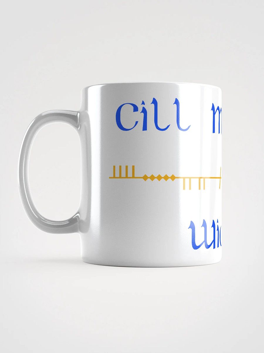 Wicklow/Cill Mhantáin Scholastic style Ogham White Glossy Mug product image (6)