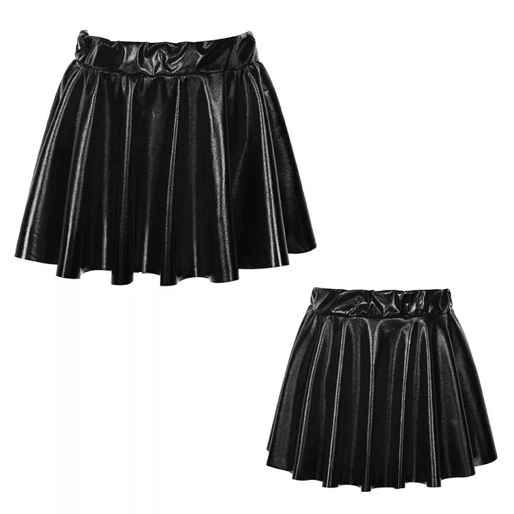 Kids Girls Shiny Metallic Pleated Mini Skort Skirt Skater Athletic Dance Skirts product image (2)