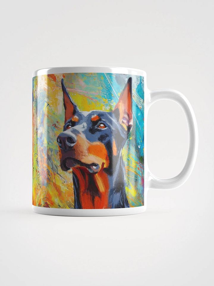 Doberman Oil Painting on Colorful Abstract Background Coffee Mug product image (1)
