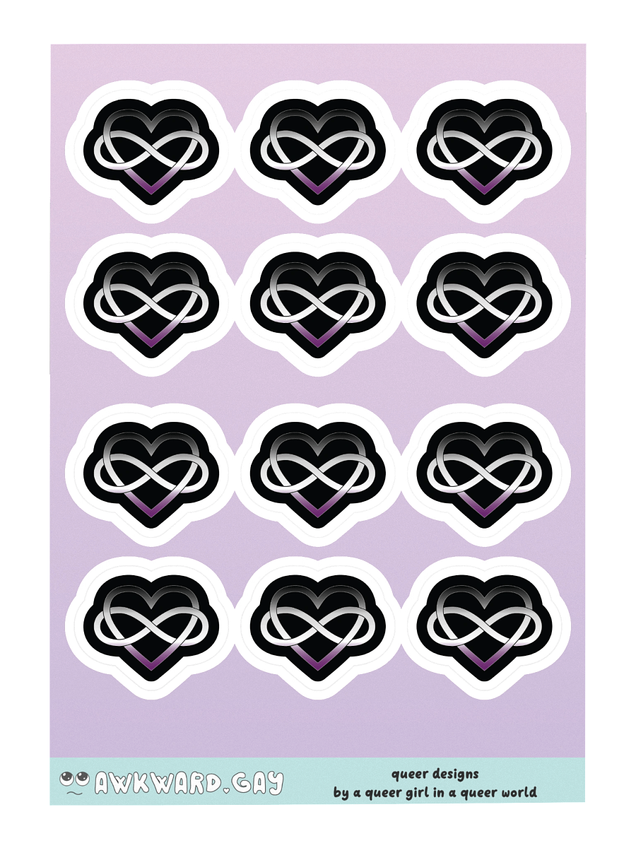 Asexual Pride Gradient Polyamory Infinity Heart Sticker Sheet product image (3)