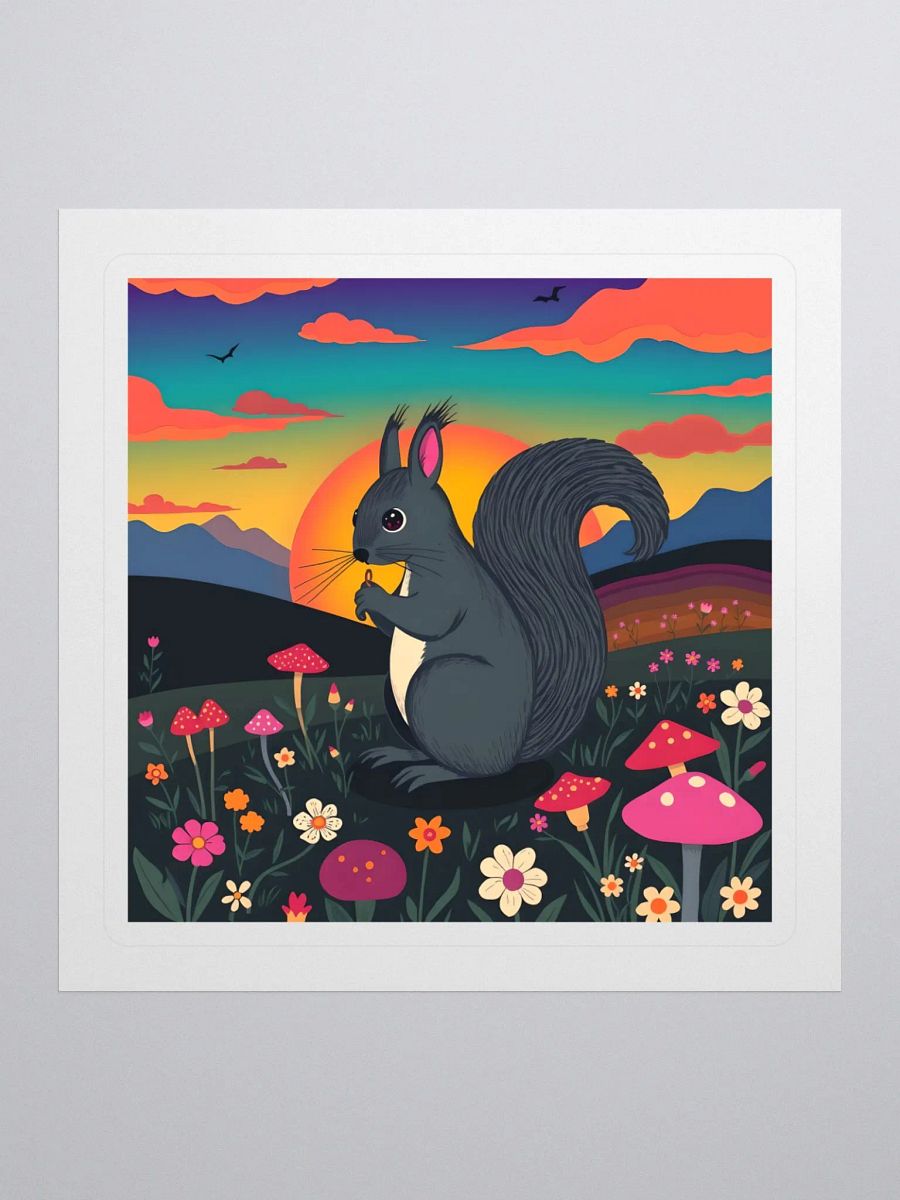 Whimsical Sunset Squirrel Kiss Cut Stickers product image (1)