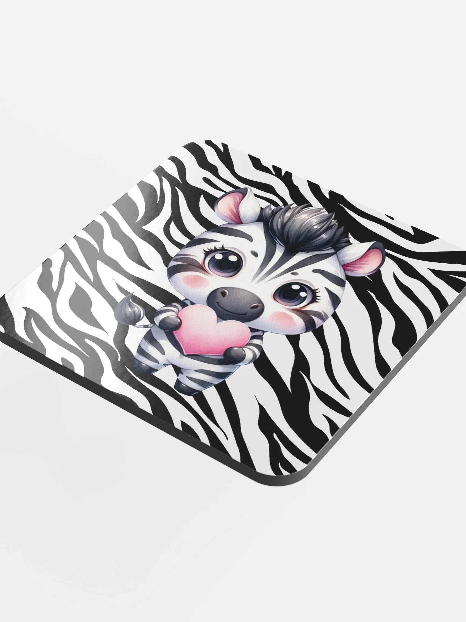 Zebra holding a heart coaster. Ehlers-Danlos awareness. product image (5)