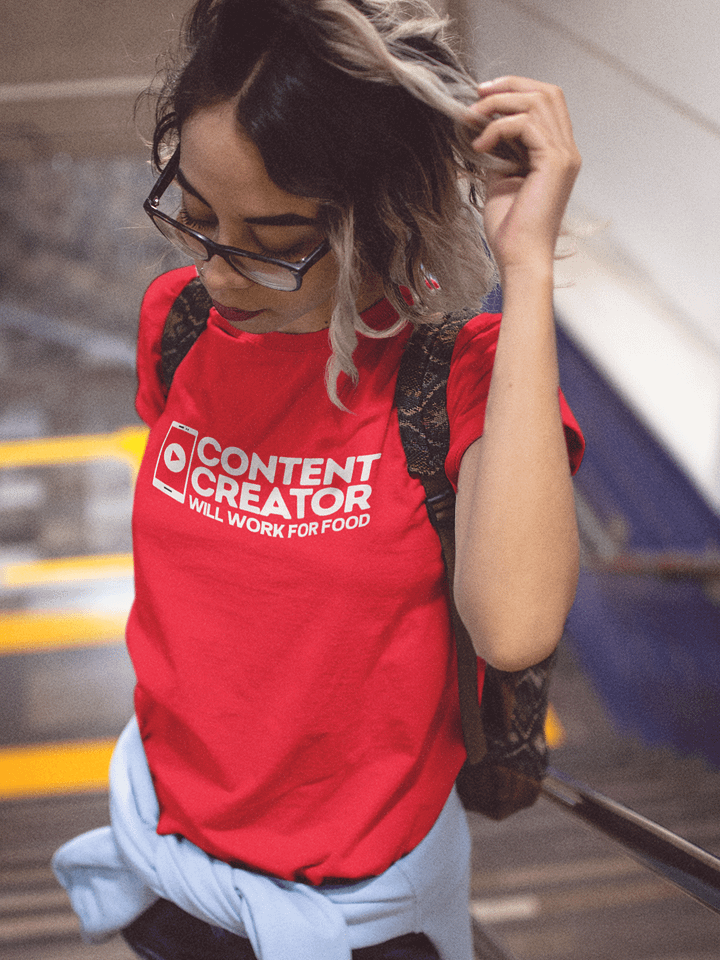 Content Creator 'Work For Food' Red or Black Tee product image (1)