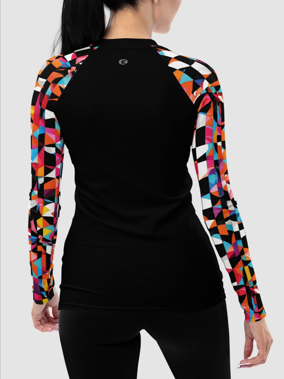 Recycled Rash Guard "Colorful Modern Abstract Checkered Art Printed" product image (2)