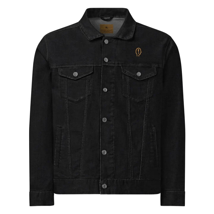 EXCLAIMING MENTALLY (brass) embroidered denim jacket product image (1)