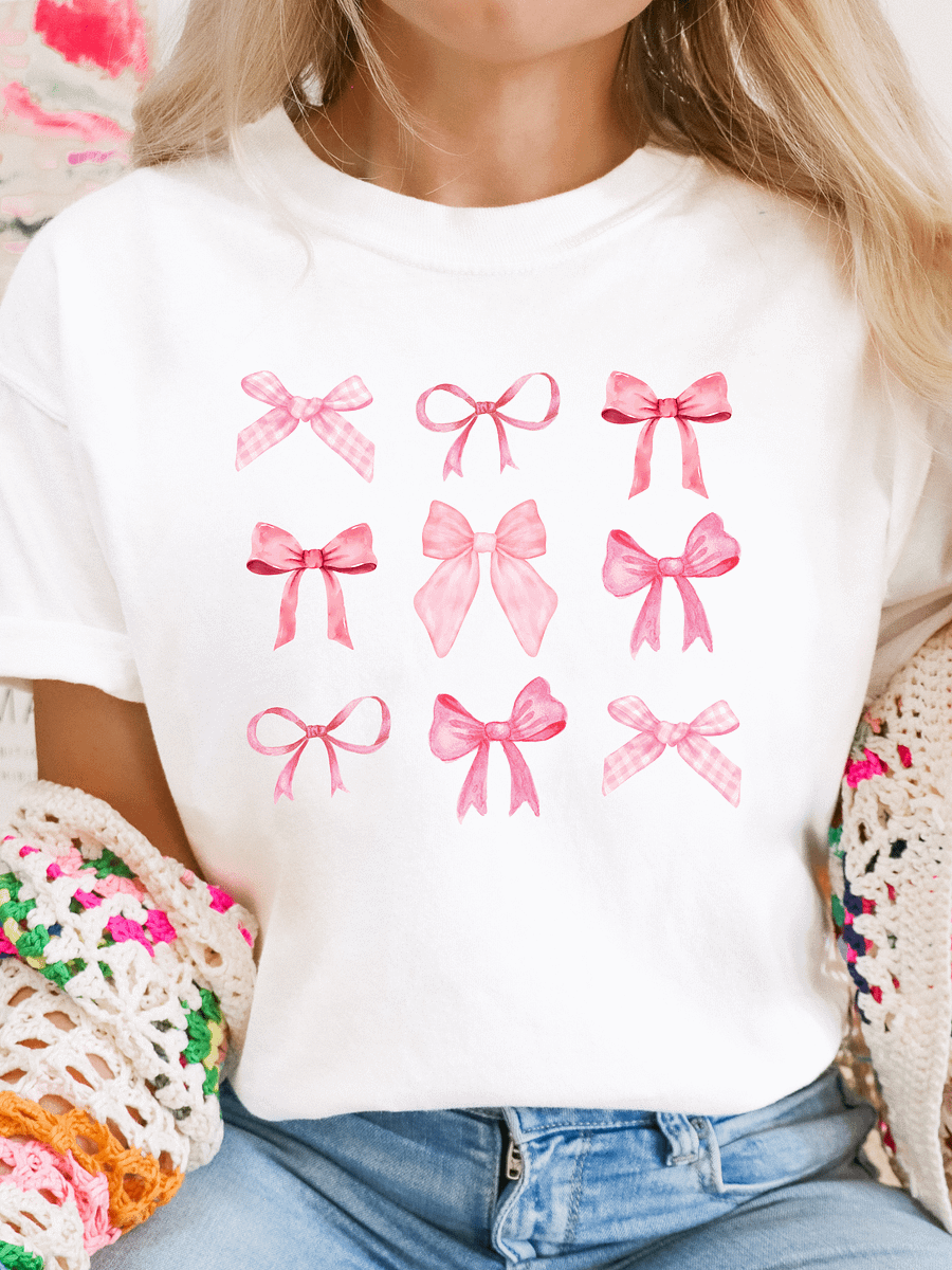 Comfort Colors Pink Bows Coquette Shirt product image (2)