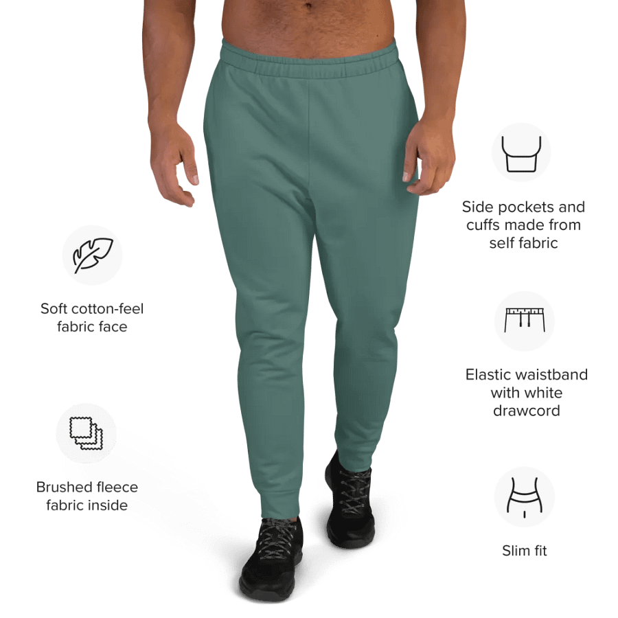 Plain Medium Dark Green Soft Summer Recycled Polyester Premium Men's Joggers by Treasure Pie product image (9)