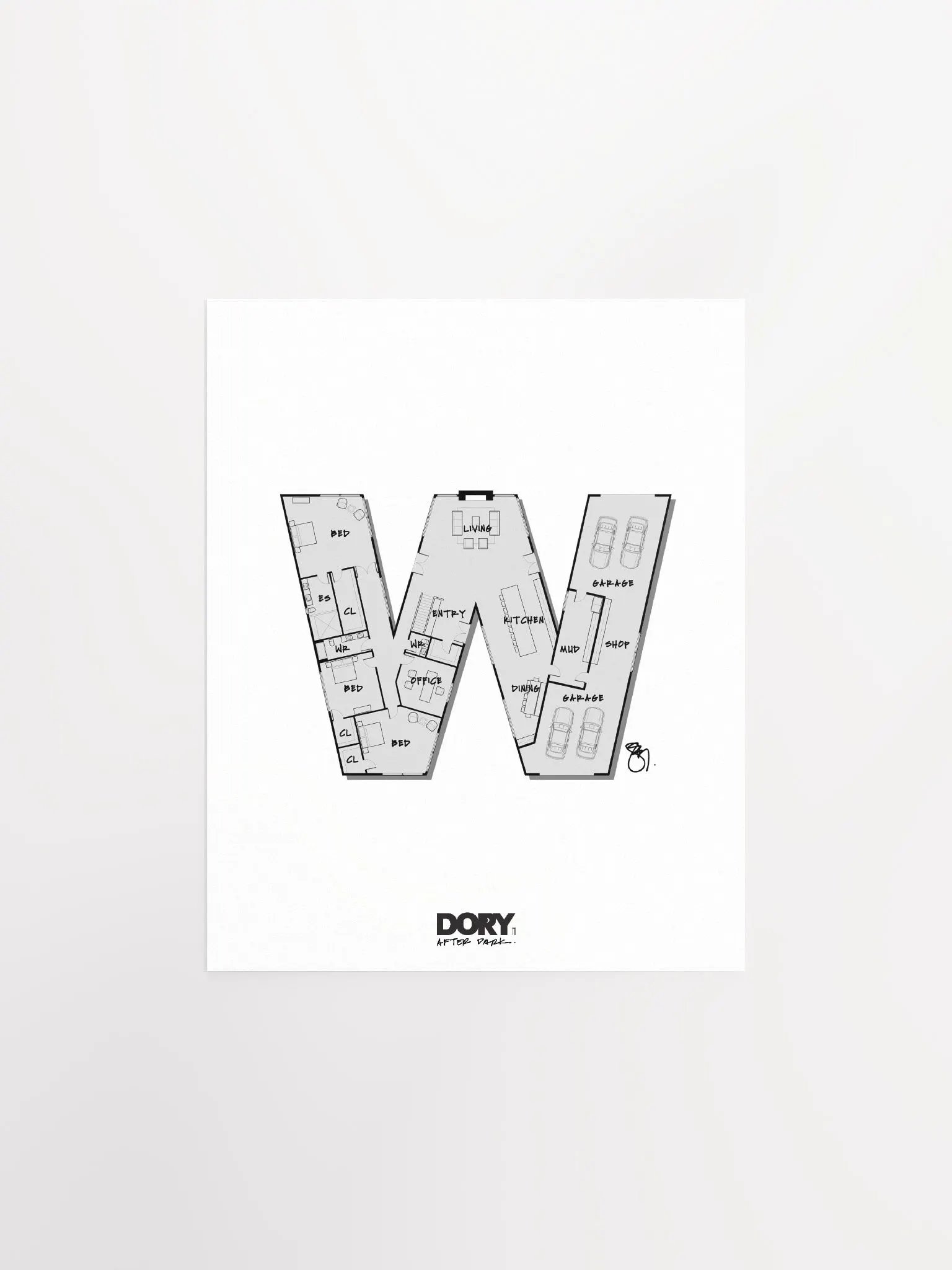 Alphabet Floor Plan Poster - W product image (1)