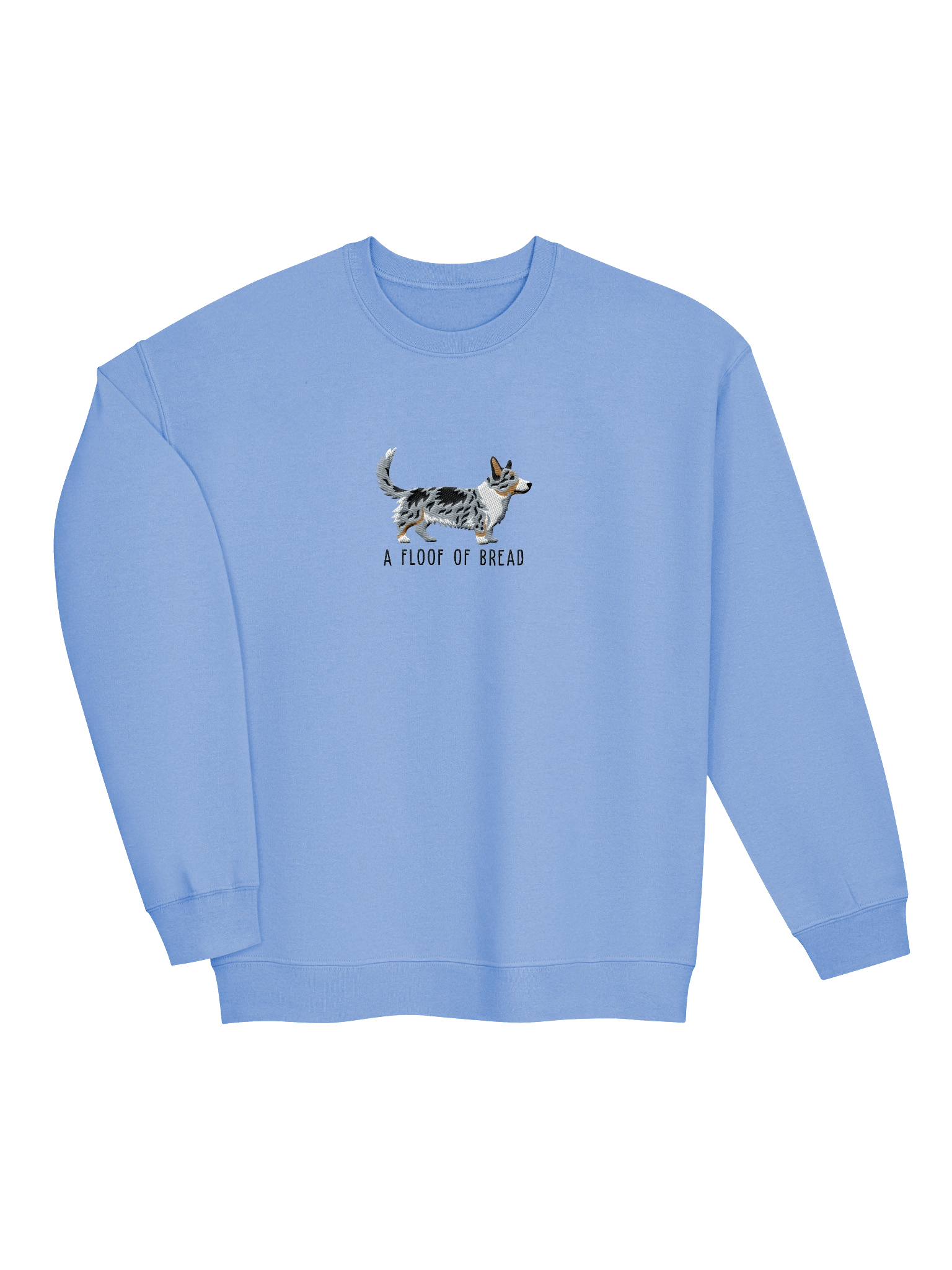 A Floof of Bread Sweatshirt (Embroidered) of a Cardigan Welsh Corgi(Blue Merle Tricolor) product image (11)
