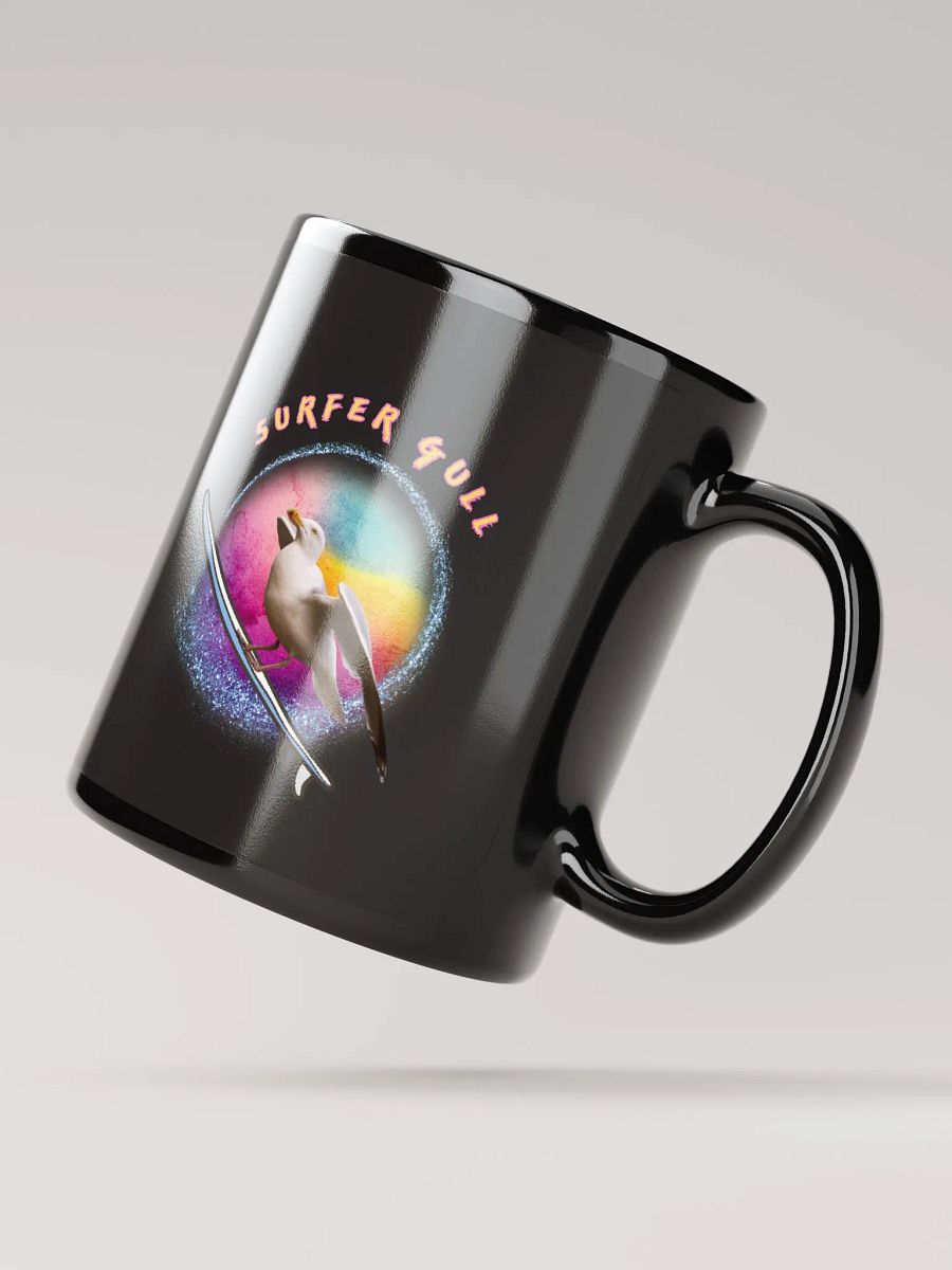 Soleil the Surfer Gull Glossy Black Mug product image (3)