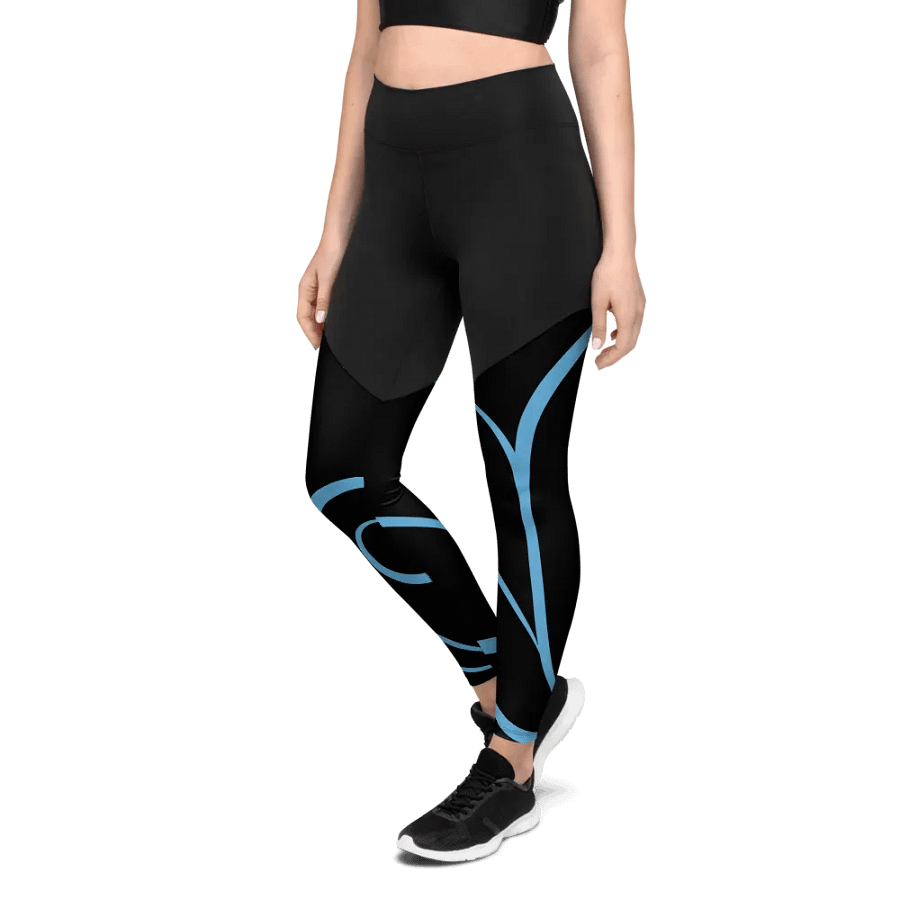 Flowing Blue Flourish All-Over Print Sports Leggings product image (7)