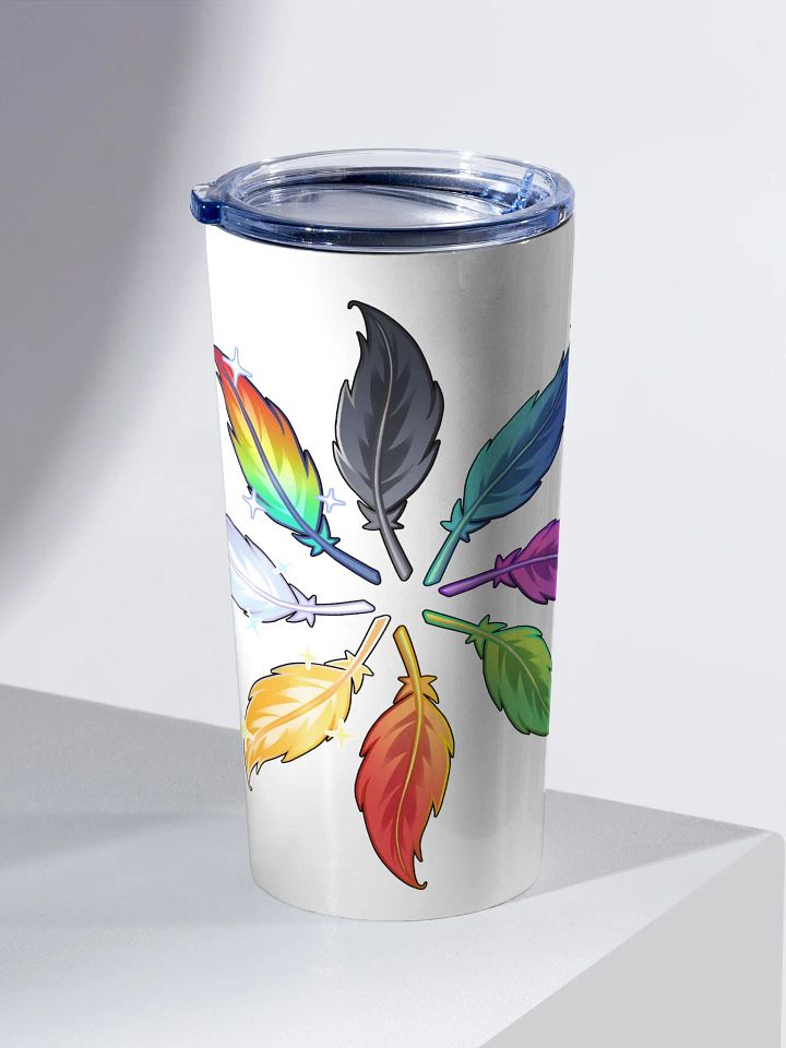 Circle of Feathers 20z Stainless Steel Tumbler (White) product image (2)