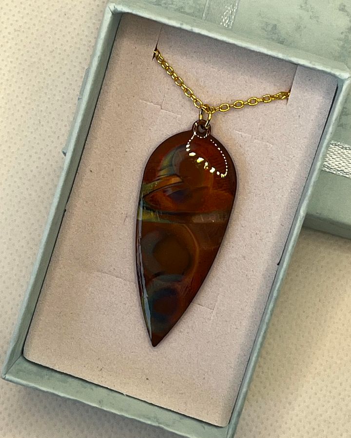 Burnt Copper and Resin Drop Necklace product image (2)