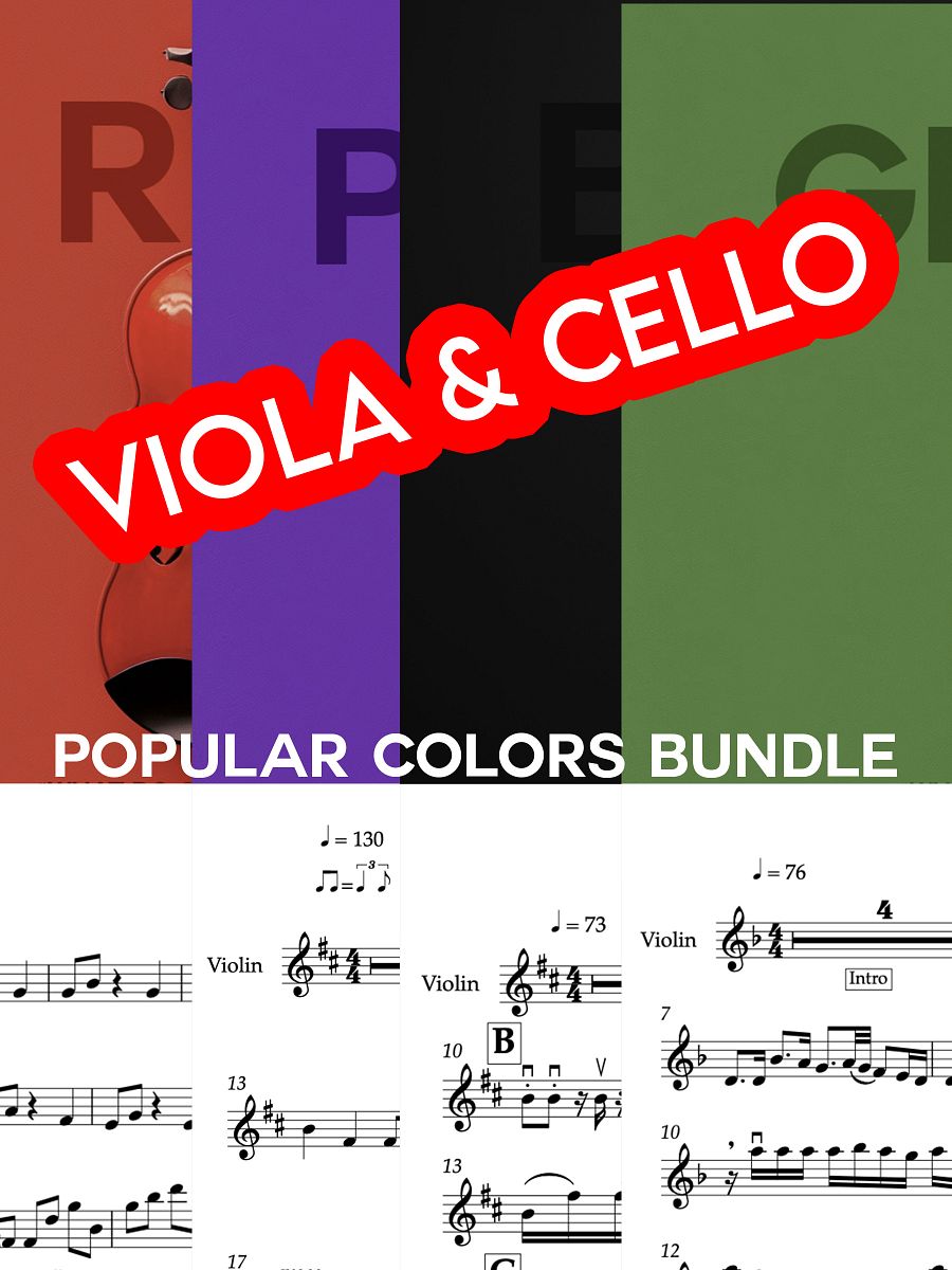 Popular COLORS - VIOLA & BASS Clef Sheet Music (4 Song Bundle) product image (1)