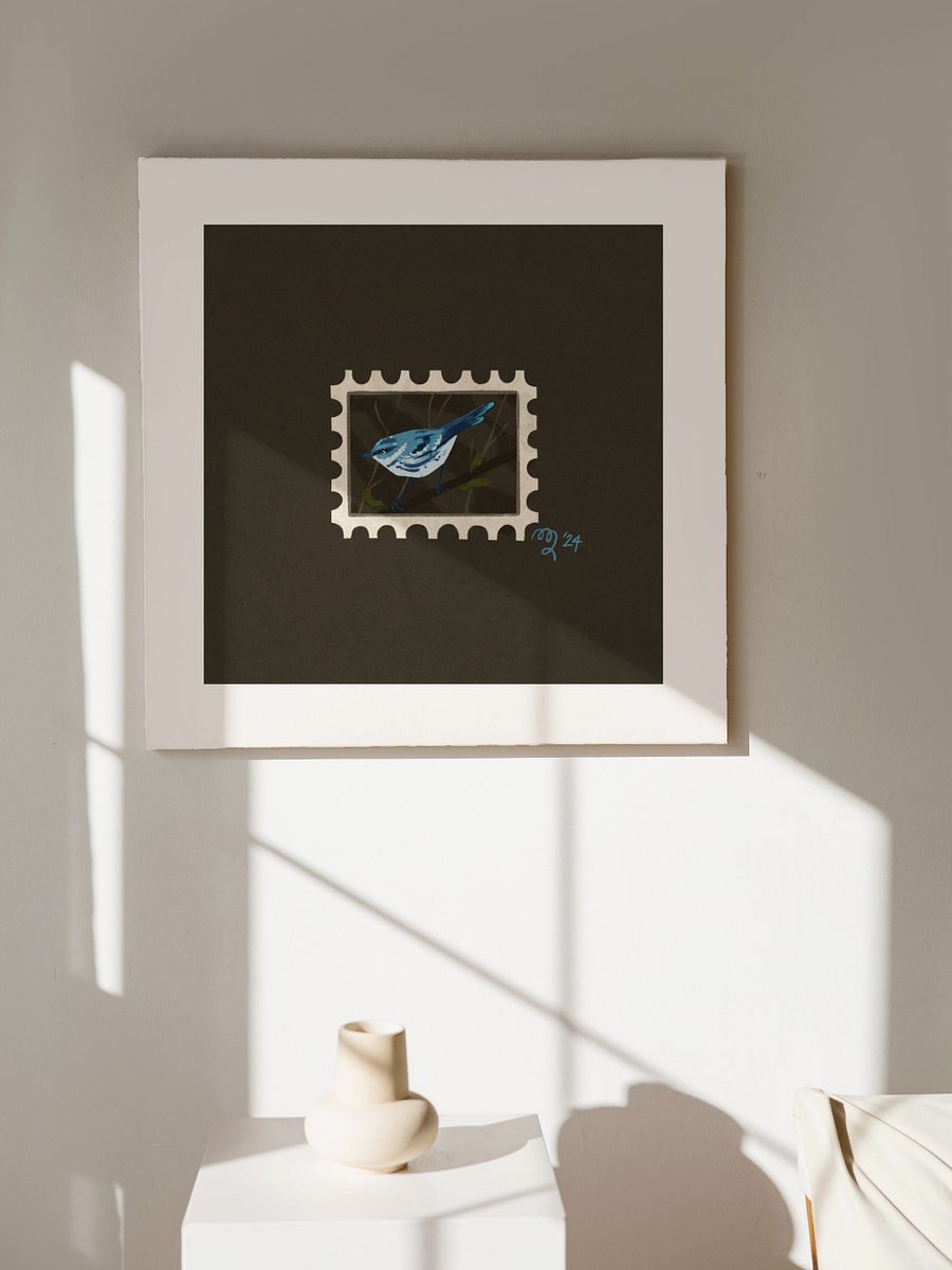 Cerulean Warbler Stamp Print – Birbfest 2024 product image (1)