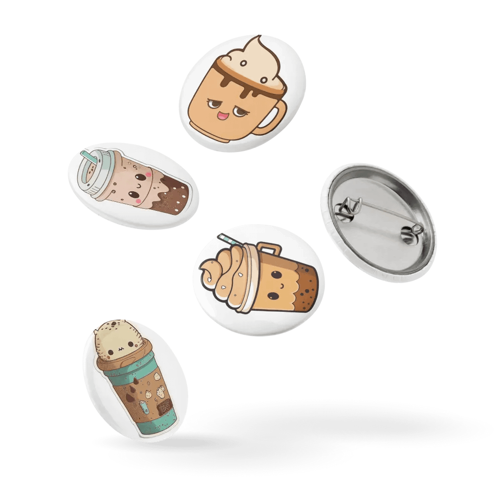 Sleepy Cute Coffee Cup Pin Button Set product image (14)
