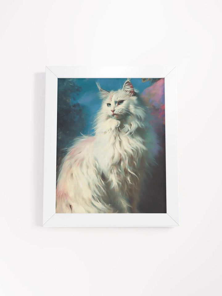 Majestic White Cat Framed Matte Poster product image (1)