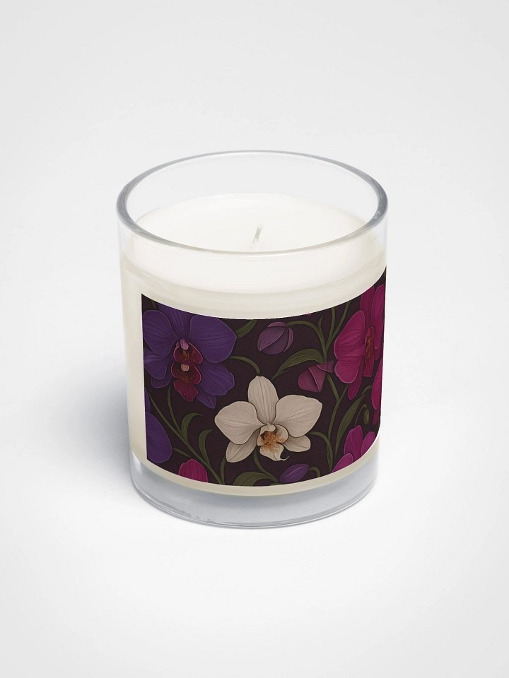 Purple And White Orchid Soy Candle With Elegant Floral Design product image (2)