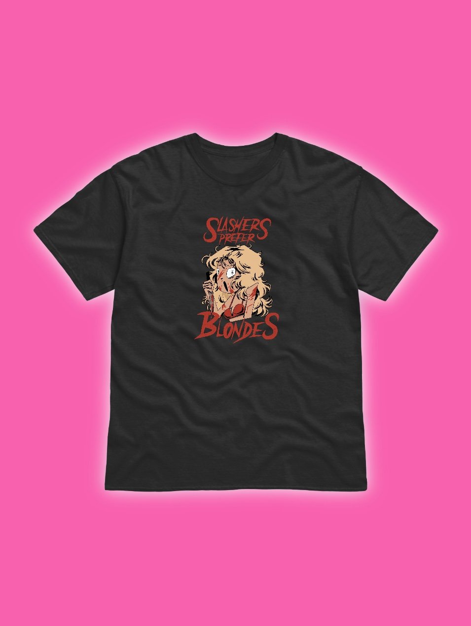slashers prefer blondes black t-shirt product image (1)