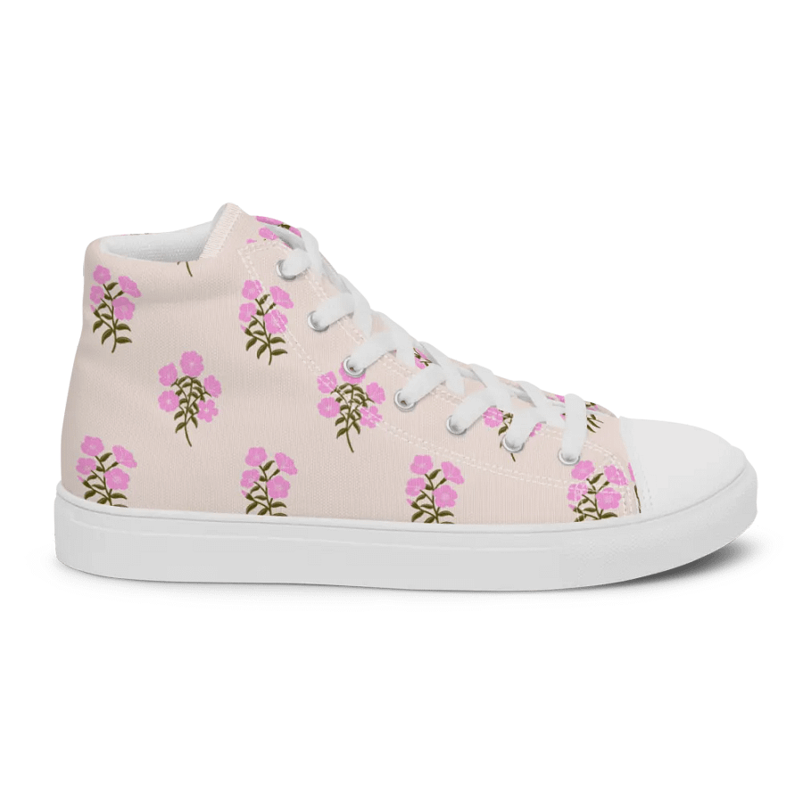 Alpine Cascade - Pink and Forest Green - Women High Top Canvas Shoes product image (3)