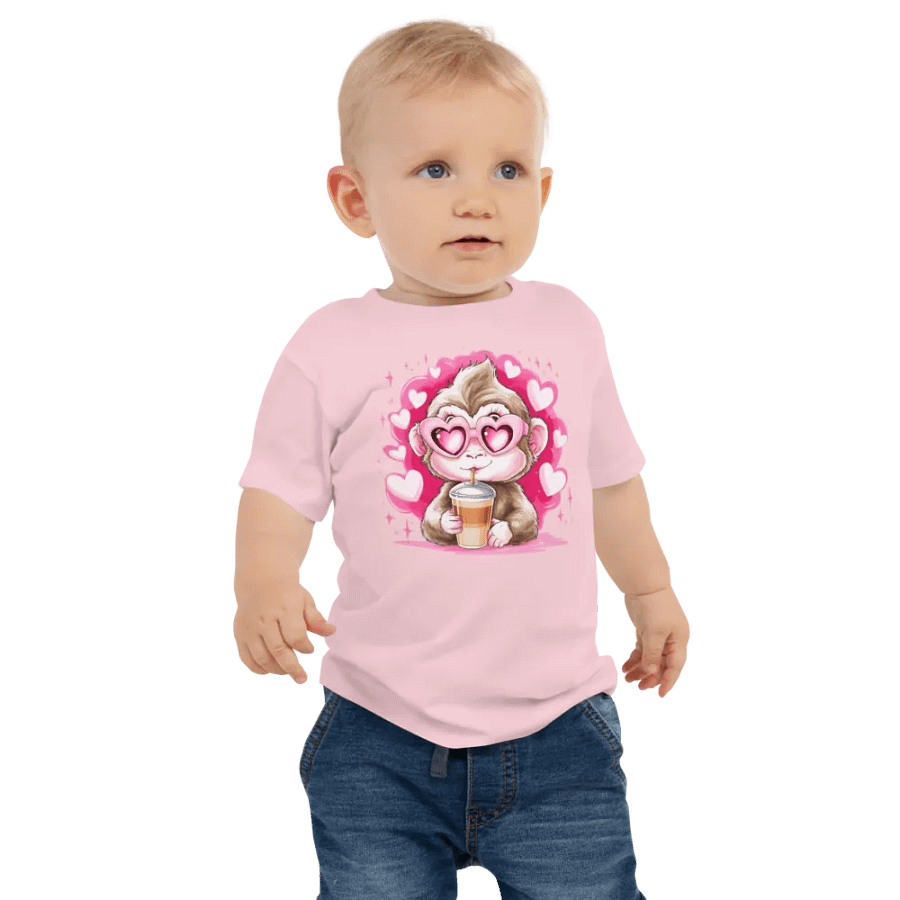 Whimsical Monkey Love Baby Tee product image (2)
