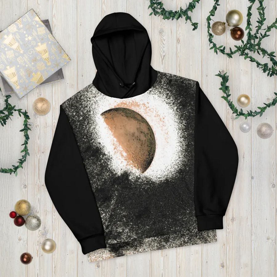 Abstract Textured Disintegrating Moon Unisex Pull Over Hoodie product image (11)