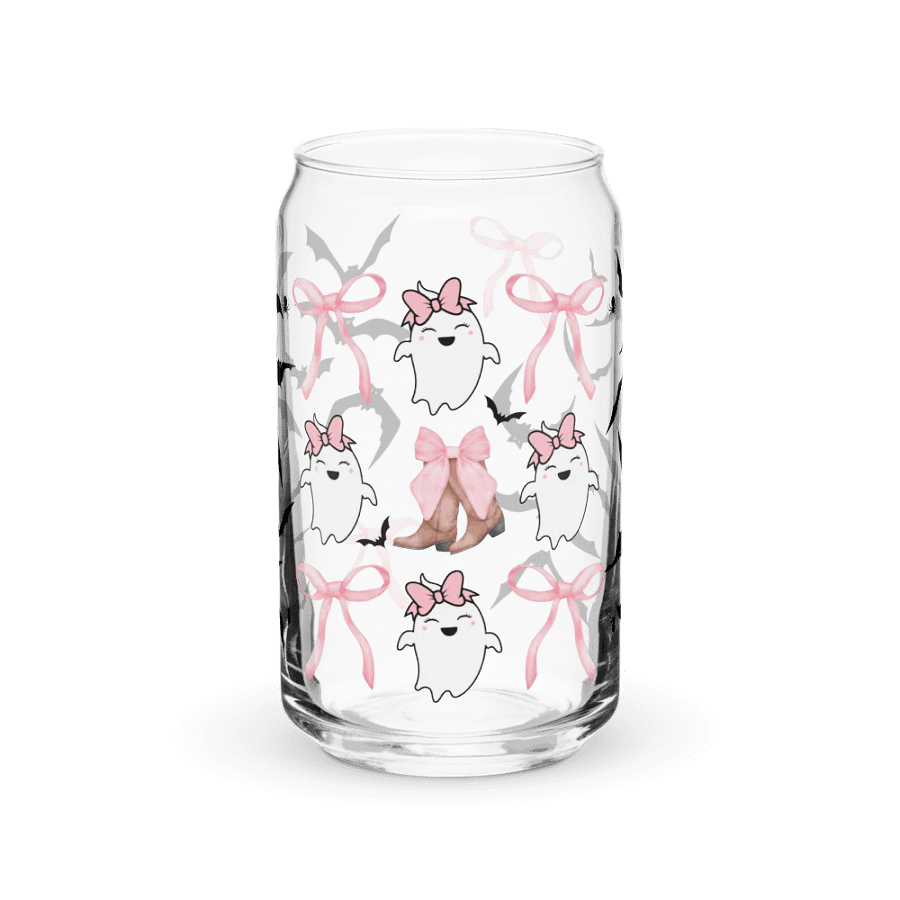 Spooky Ghost Halloween coquette pink bow Glassware Set product image (2)