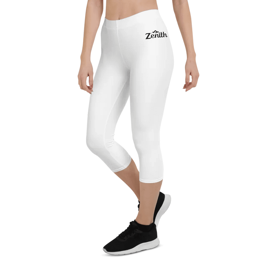 Zenith Women's White Capri Leggings with Mountain Logo product image (6)