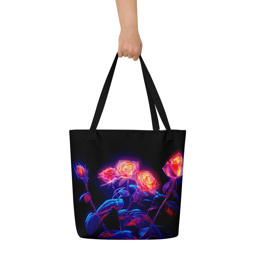 Tote Bag: Elegant Glowing Neon Roses Dark Edgy Fashion Stylish Design product image (9)