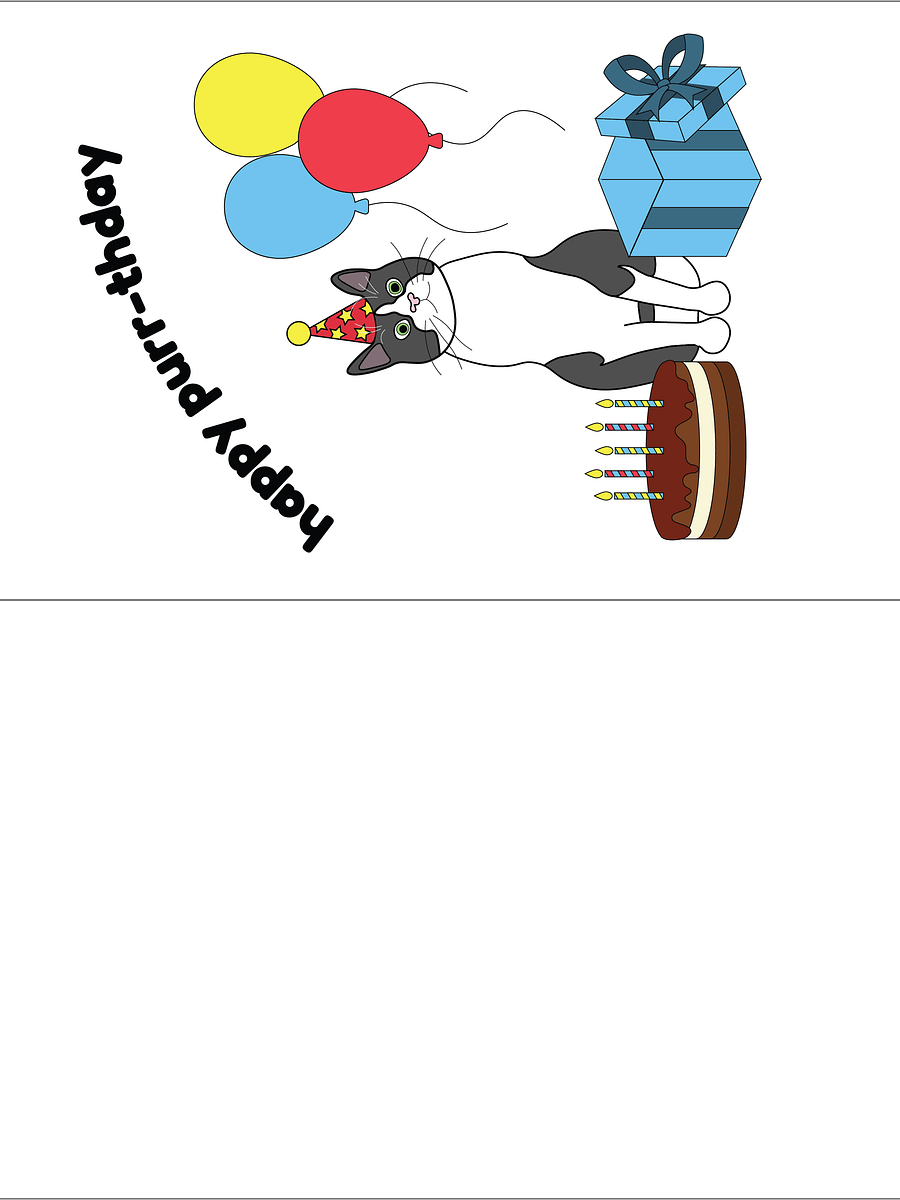 "Happy Purr-thday" digital download greeting card product image (2)